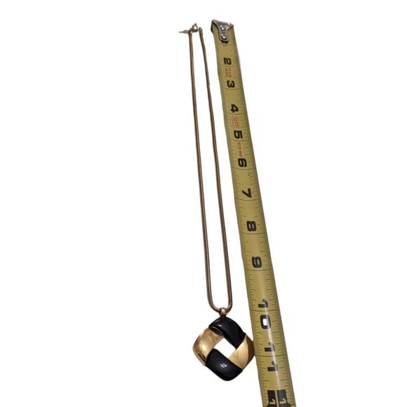 Vintage Crown Trifari 60s 70s Black Lucite Gold Tone Necklace - Picture 4 of 4